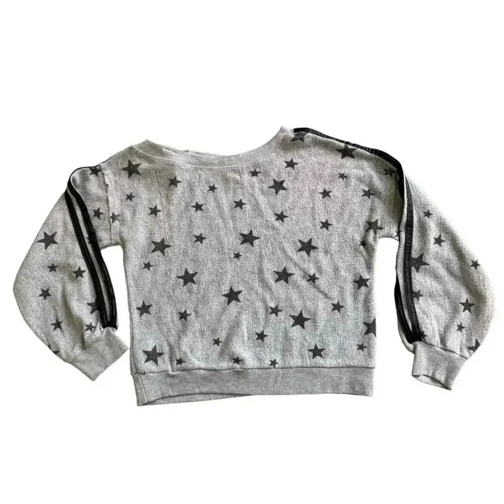 Vintage Havana Stars Grey One Shoulder Sweater Pullover Long Sleeve Size S 7/8 - Picture 2 of 9